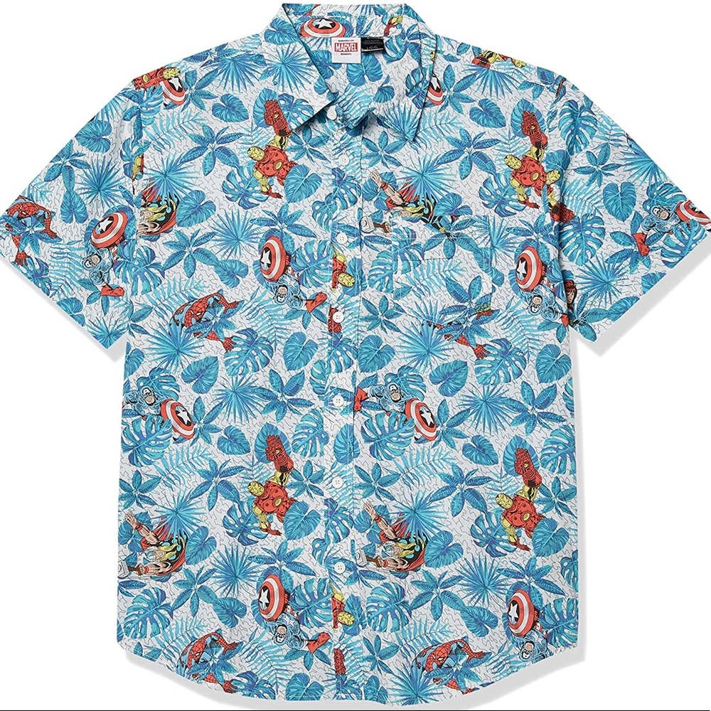 EUC Marvel Avengers Hawaiian button up